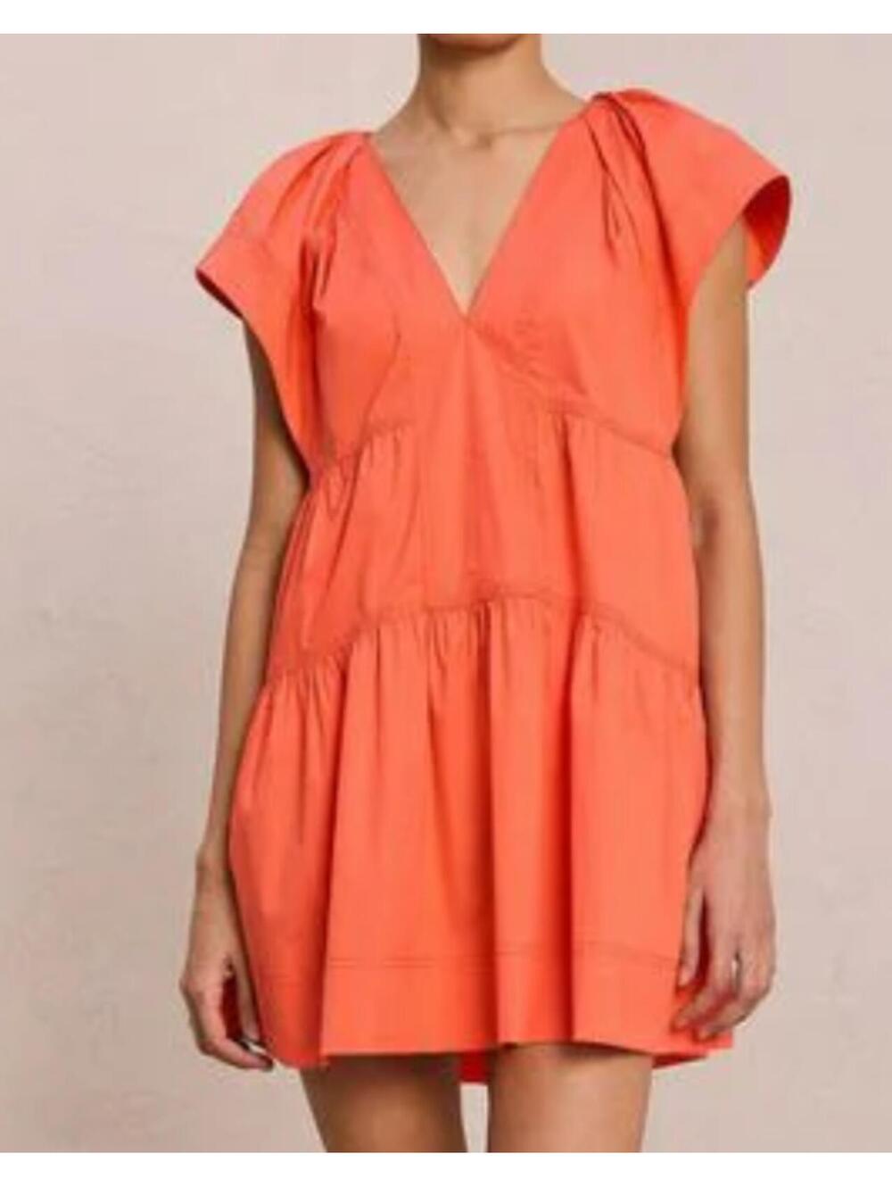 ALC orange Haley cotton tiered mini dress sz 8